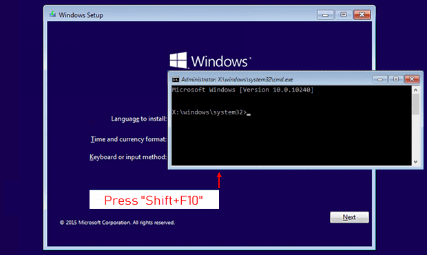 démarrer Windows 10 à partir du disque d'installation de Windows