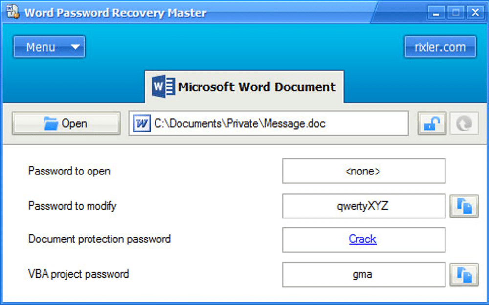 Word password recovery master