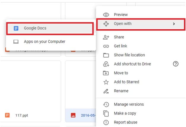 open PDF file with google docs