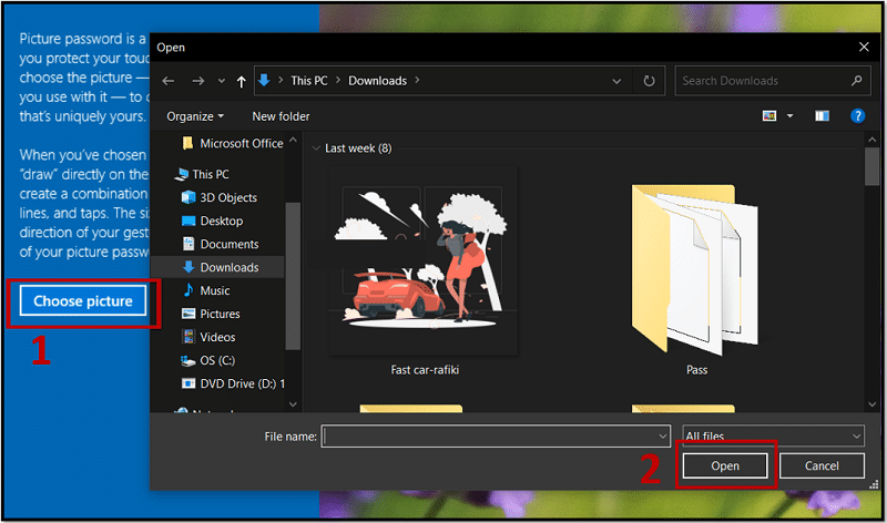 Choose picture as picture password on Windows 10