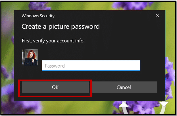 Créer un mot de passe image sur Windows 10
