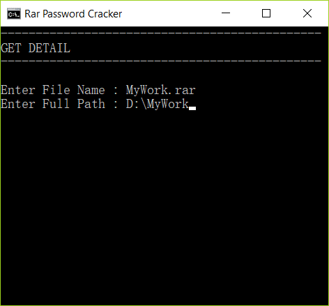 Remove RAR password using cmd