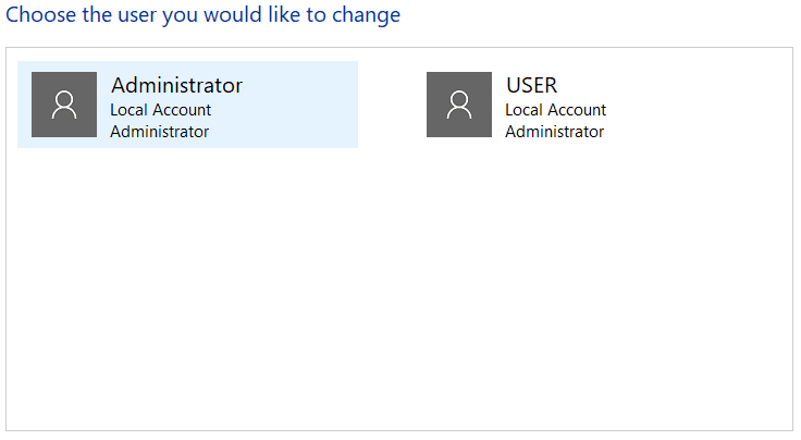 Select the locked Windows 10 account that you want to unlock password
