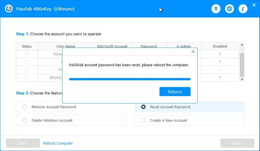 Reset account password on Lenovo laptop