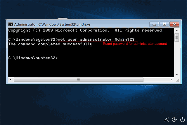 net user username password by install disk