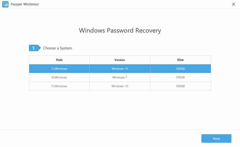 passper winsenior choose windows system