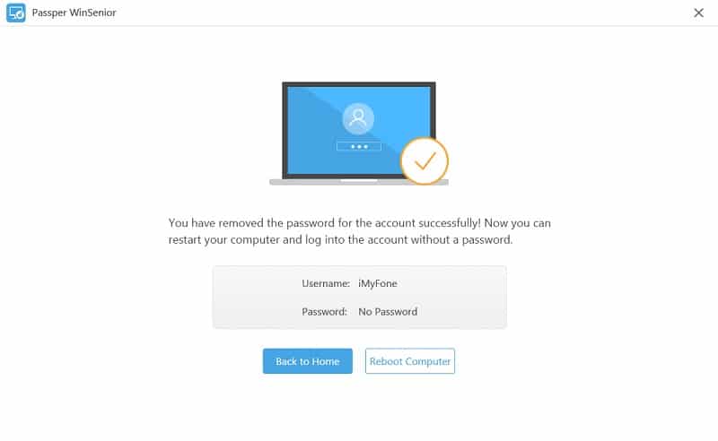 passper winsenior successfully removed password