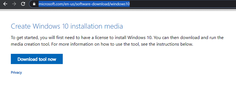 Outil de création de médias pour Windows 10
