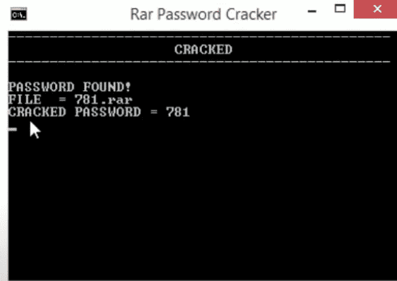 Obtenir le mot de passe du fichier RAR avec succès