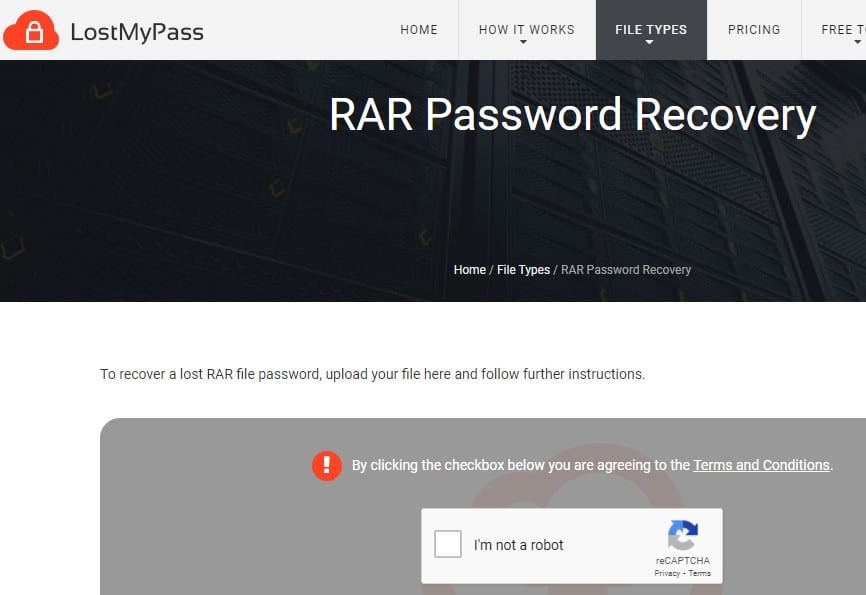 LostMyPass - RAR decrypter online