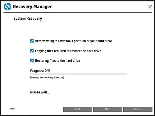 hp recovery manager factory reset