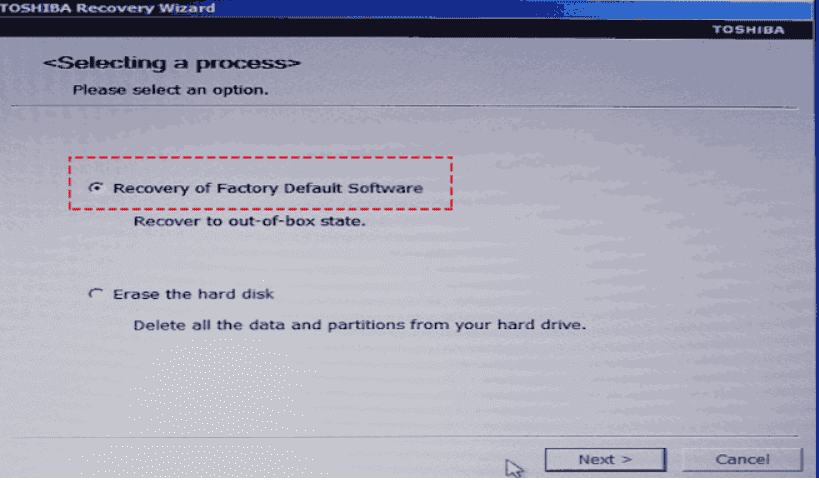 Recovery of Factory Default Software in Toshiba laptop