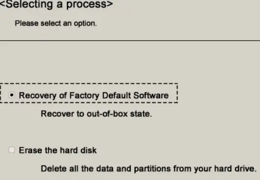  recuperarea software-ului implicit din fabrică în laptopul Toshiba folosind discul de recuperare 