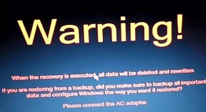 varning på Toshiba laptop