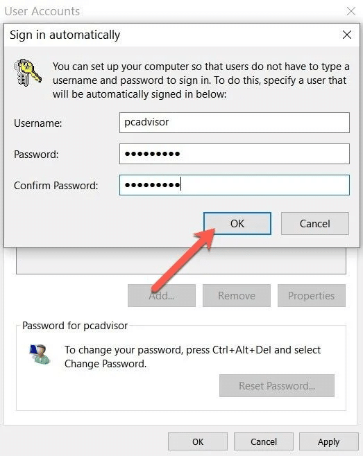 désactiver l'option Ouvrir une session automatiquement sur Windows 10