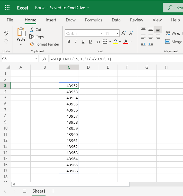 Dates dans des cellules au format numérique dans Excel