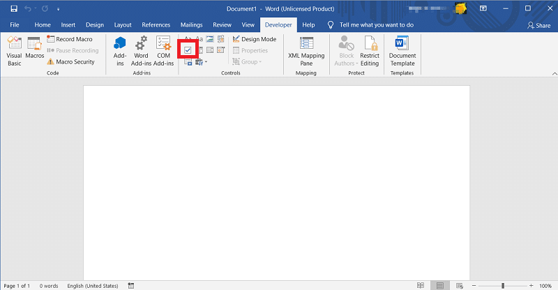 The Developer tab in Word