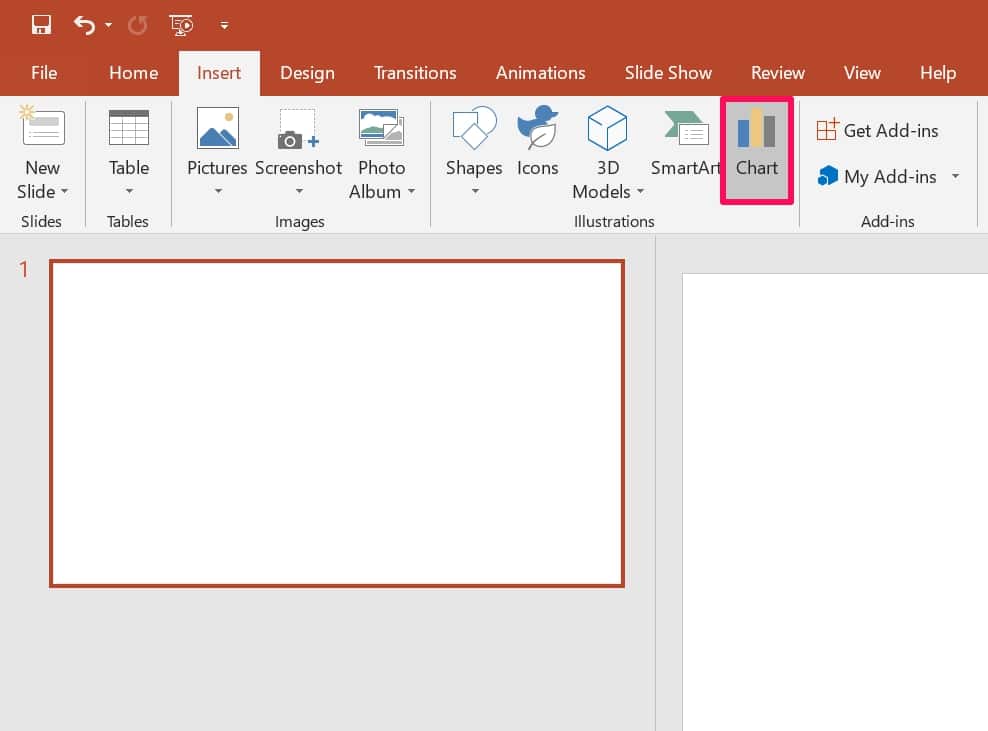 Select chart in PowerPoint