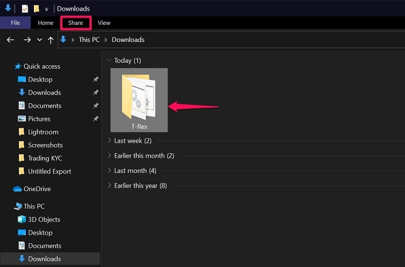 Zipper des fichiers sans WinZIP en utilisant la fonction de partage sur Windows 10