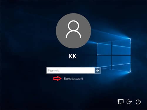 reset password option on Dell laptop