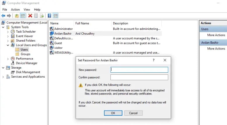 Reset password for the locked laptop