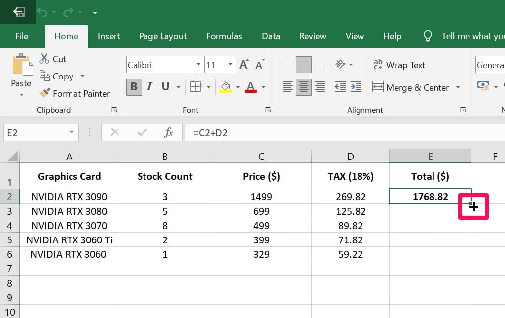 wait for the cursor becomes a black cross in excel