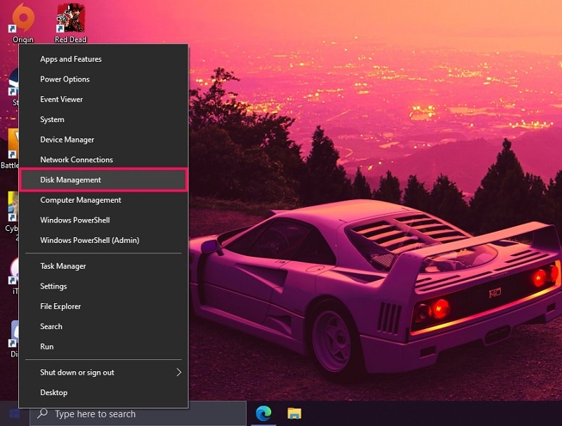 Ouvrir la gestion des disques dans Windows 10 à partir du menu d'accès rapide