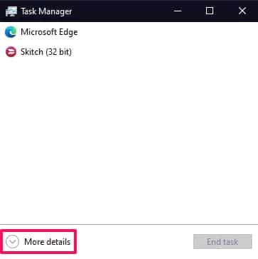 More details on Task Manager simple mode