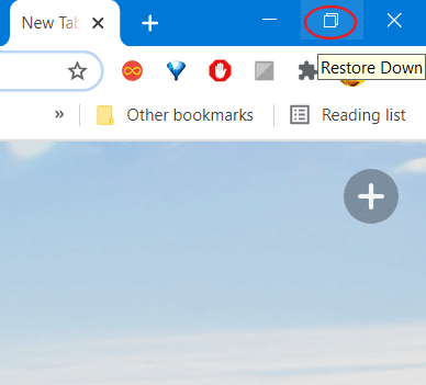 Le bouton Restaurer vers le bas dans Chrome ou Firefox