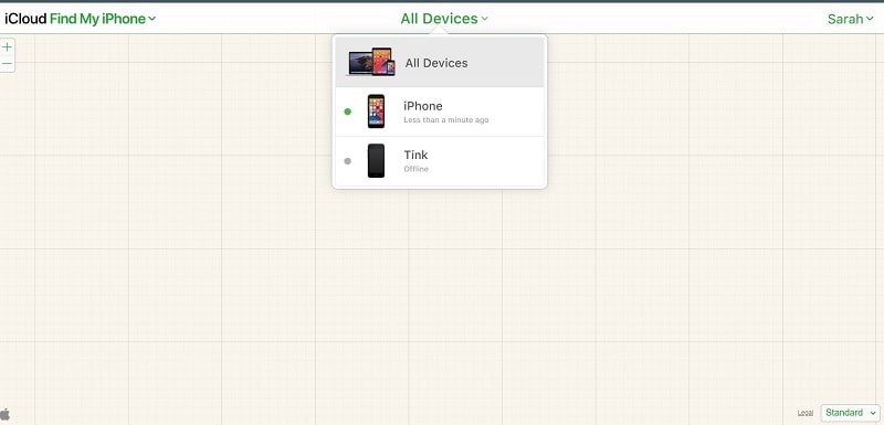 Select All Devices on iCloud Find my iPhone