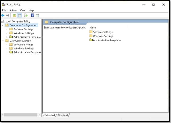 Select Administrative Templates on Group Policy