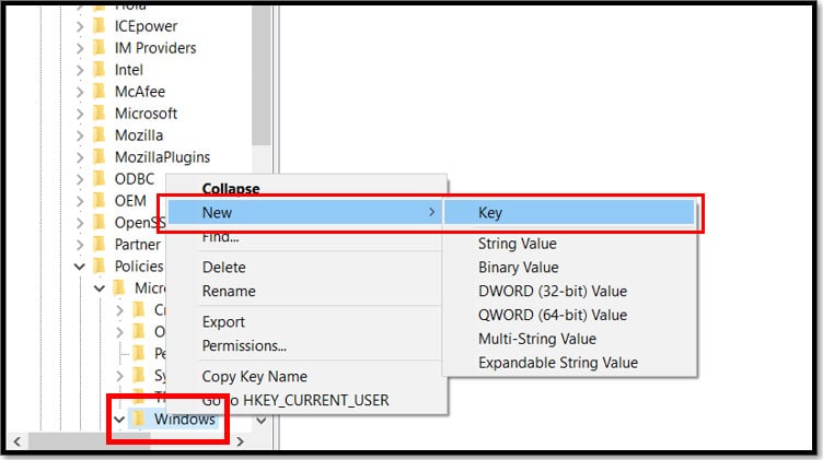 select new and key to disable usb storage access using registry editor