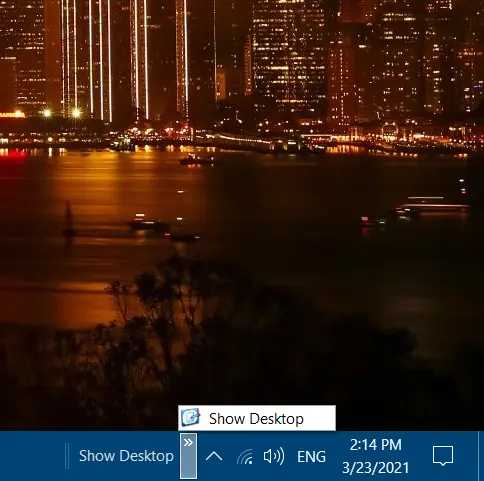  La barra di avvio rapido Mostra desktop su Windows 10