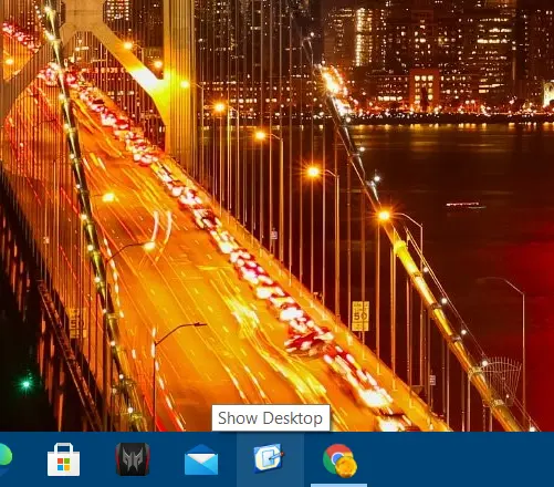 L'icona Mostra desktop sulla barra delle applicazioni di Windows 10
