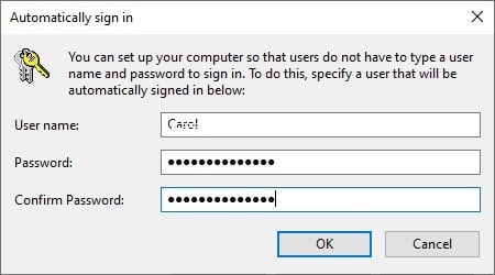 automatically sign in Windows 10