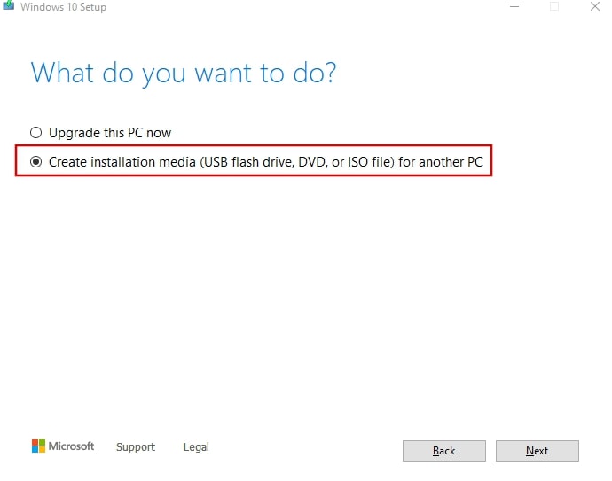 Create installation media (USB flash drive, DVD, or ISO file) for another PC