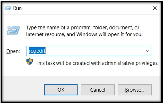 Exécuter la boîte avec regedit pour changer la couleur de la barre des tâches uniquement sur Windows 10