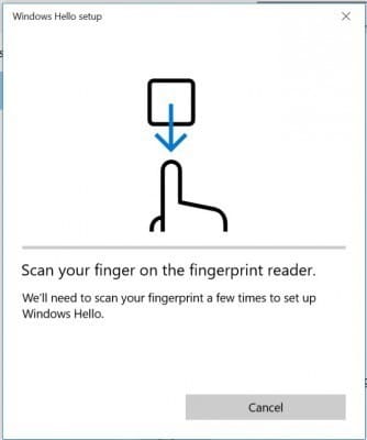 numériser votre empreinte digitale pour Windows Hello Fingerprint