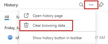 Clear browsing data in Microsoft Edge browser Windows 10