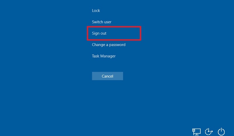 Se déconnecter de Windows 10 via les raccourcis