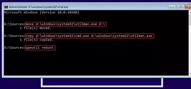 enter the commands in command prompt Windows 8