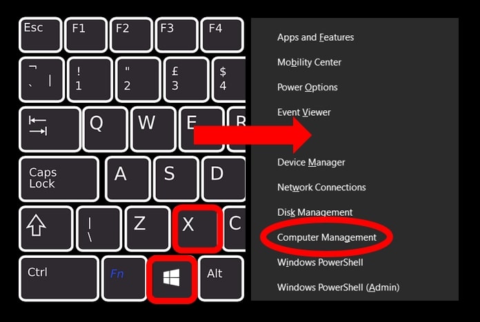 Open Computer Management in Windows 10 using the Quick Access Menu