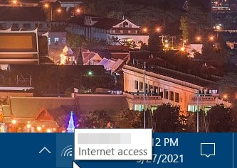 The Internet access system tray icon in Windows 10