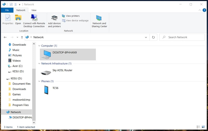 Network in File Explorer Windows 10