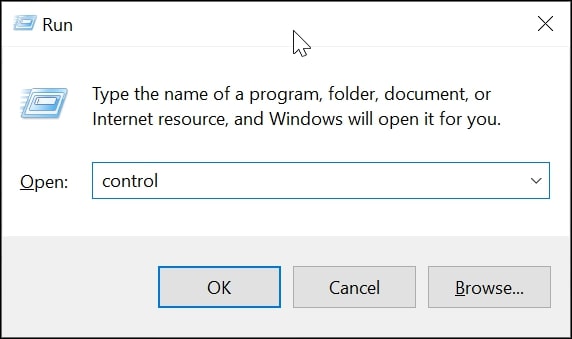Open Control Panel in Windows 10