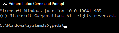 Open Local Group Policy Editor in Windows 10 via Command Prompt