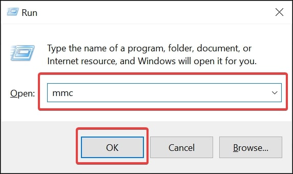 Ouvrez la console de gestion Microsoft dans Windows 10 par Exécuter