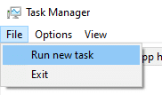 Exécuter une nouvelle tâche dans Windows 10