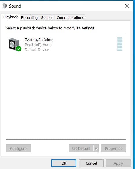 Panneau de configuration du son dans Windows 10