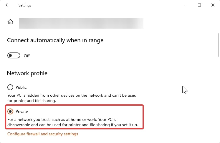 Change Network from Public to Private in Windows 10 while Connected to WiFi
